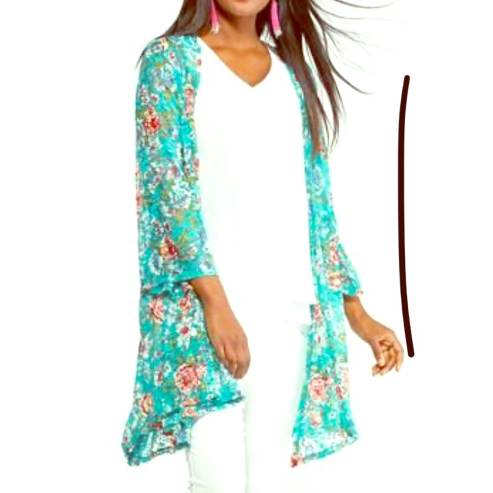 Catos teal floral cardigan